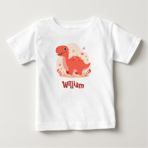 Camiseta De Bebé Dinosaurio Sauropodo Rojo Dulce