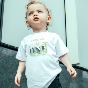 Camiseta De Bebé Dinosaurio simple lindo primer cumpleaños niño acu