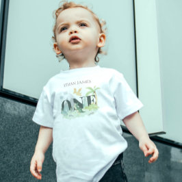 Camiseta De Bebé Dinosaurio simple lindo primer cumpleaños niño acu