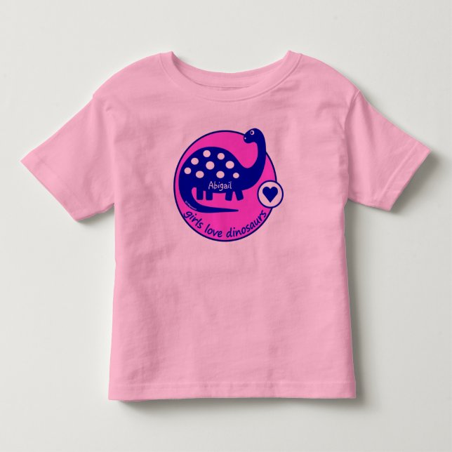Camiseta De Bebé Dinosaurio simple y brillante Chicas rosados | Din (Anverso)