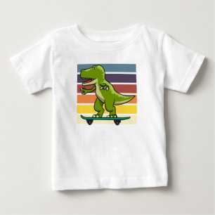 Camiseta De Bebé Dinosaurio T-Rex con monopatín