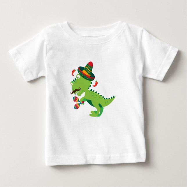Camiseta De Bebé Dinosaurio T-Rex Mexicano Cinco De Mayo Niños (Anverso)