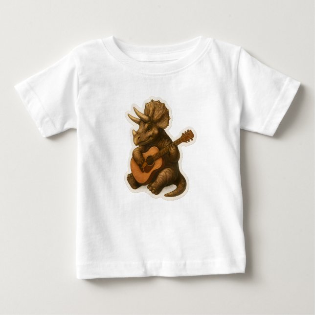 Camiseta De Bebé Dinosaurio tocando guitarra (Anverso)