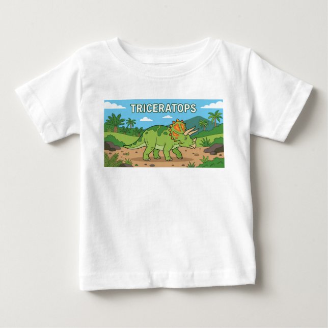 Camiseta De Bebé dinosaurio triceratops  (Anverso)