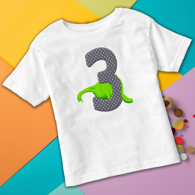 Camiseta De Bebé Dinosaurio verde de tres años 2 (Subido por el creador)