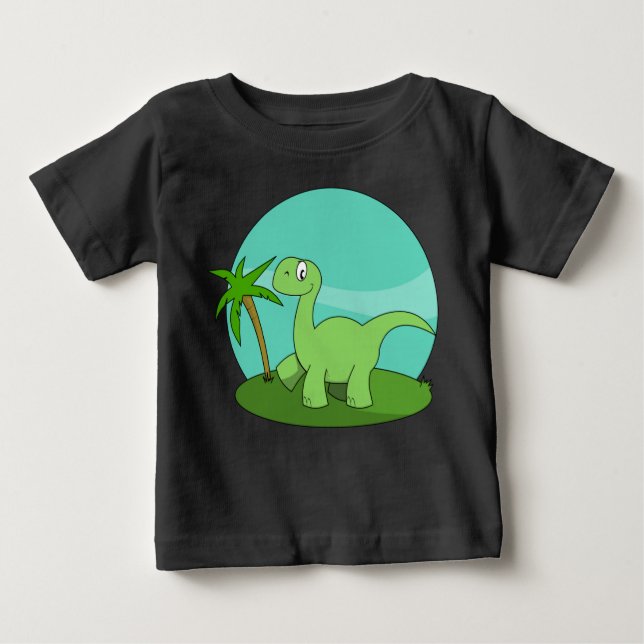 Camiseta De Bebé Dinosaurio verde lindo (Anverso)