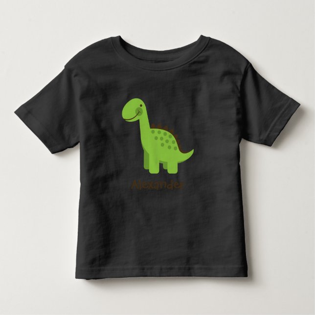 Camiseta De Bebé Dinosaurio verde lindo personalizable (Anverso)
