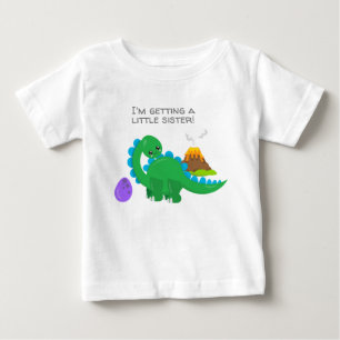 Camiseta De Bebé Dinosaurio Verde Obteniendo una Hermanita