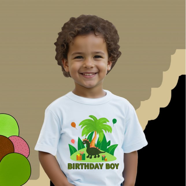 Camiseta De Bebé Dinosaurio verde para la fiesta de cumpleaños (Subido por el creador)
