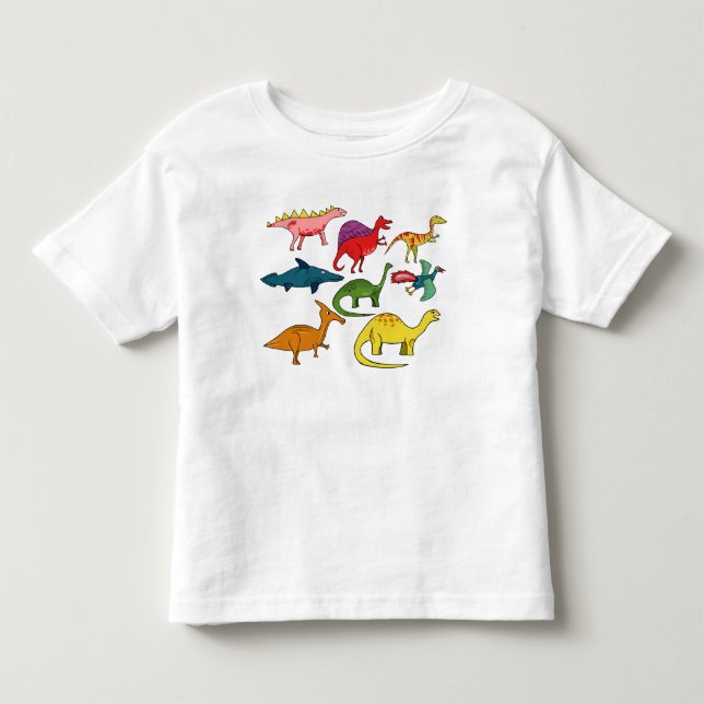 Camiseta De Bebé Dinosaurios coloridos (Anverso)