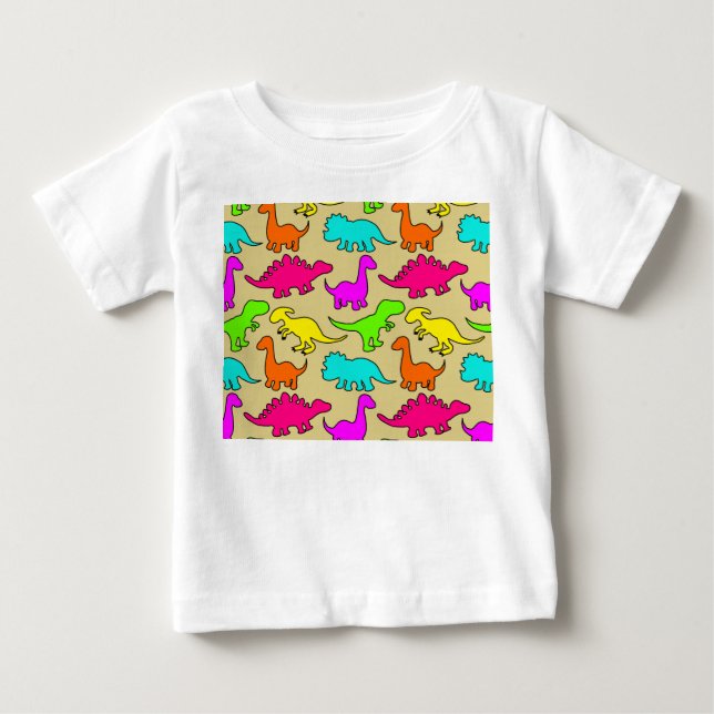 Camiseta De Bebé Dinosaurios coloridos (Anverso)