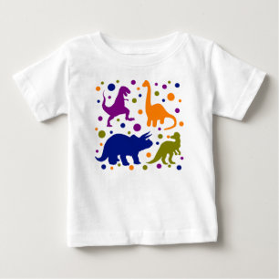 Camiseta De Bebé Dinosaurios coloridos de la polka punto bebé niños