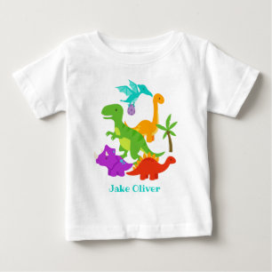 Camiseta De Bebé Dinosaurios Cute Personalizados