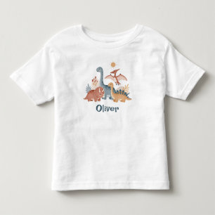 Camiseta De Bebé Dinosaurios de Acuarela en Tonos Terrosos Boho Lin