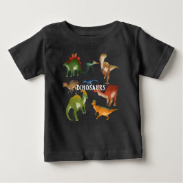 Camiseta De Bebé Dinosaurios personalizados Colores cutáneos negro 