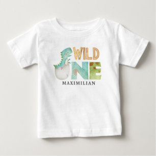 Camiseta De Bebé Dinosaurios salvajes Un primer cumpleaños bebé cam