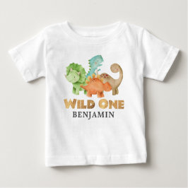 Camiseta De Bebé Dinosaurios silvestres UNO personalizados Primer c