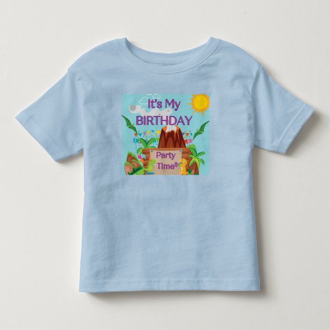 Camiseta De Bebé Dinosuar Volcano Boy Fiesta de Cumpleaños (Anverso)