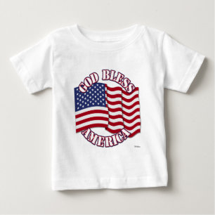 Camiseta De Bebé Dios bendiga a América con la bandera de EE. UU.