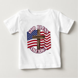 Camiseta De Bebé Dios bendiga a América con la bandera de EE. UU. y