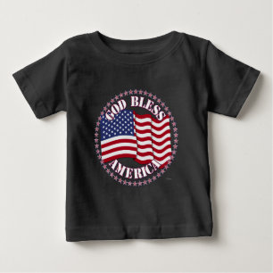 Camiseta De Bebé Dios bendiga a América con la bandera de EE. UU. y