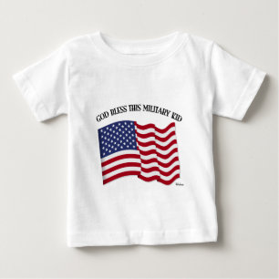 Camiseta De Bebé DIOS BENDIGA A ESTE NIÑO MILITAR con bandera de EE