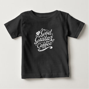 Camiseta De Bebé Dios Guitarra Coffee Music Lover Gracioso Cristian