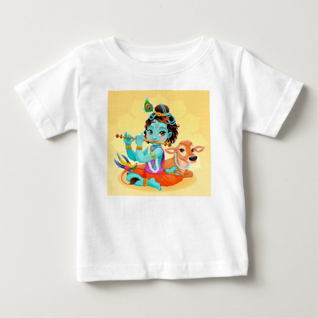 Camiseta De Bebé Dios indio de Krishna que juega el ilustracion de (Anverso)