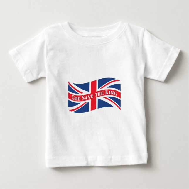 Camiseta De Bebé Dios salve al rey con Union Jack (Anverso)