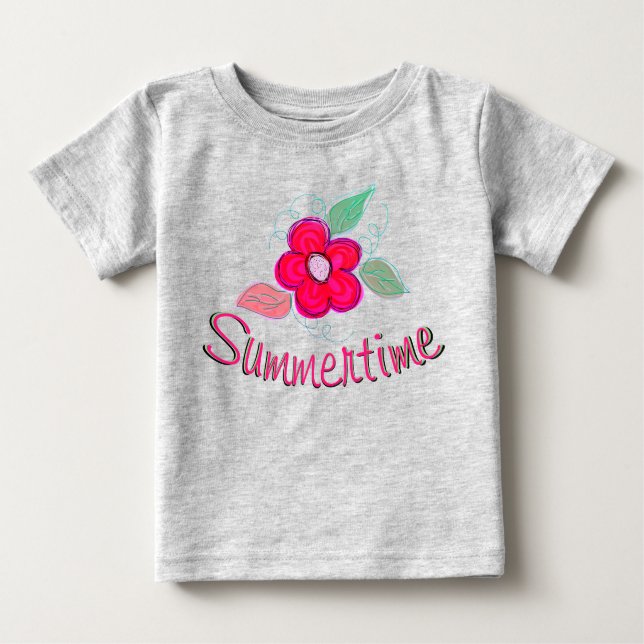 Camiseta De Bebé Diseñador de verano rosa (Anverso)