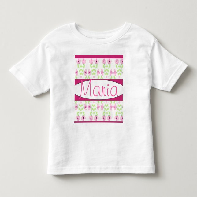 Camiseta De Bebé Diseñador Floral Rosa (Anverso)
