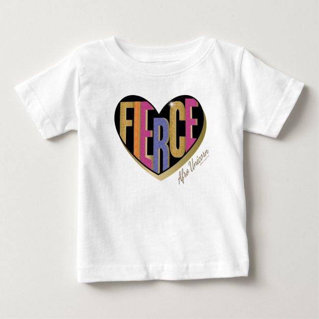 Camiseta De Bebé Diseño afro unicornio de corazón feroz (Anverso)