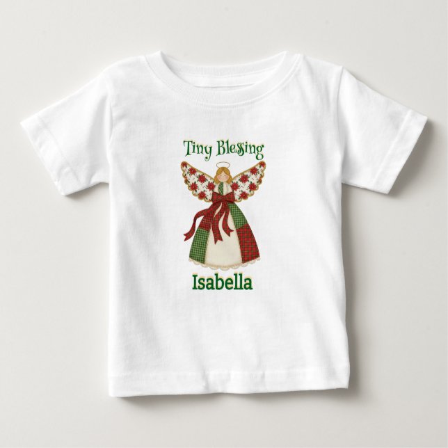 Camiseta De Bebé Diseño Ángel Personalizado - Estilo Cute Parchwork (Anverso)