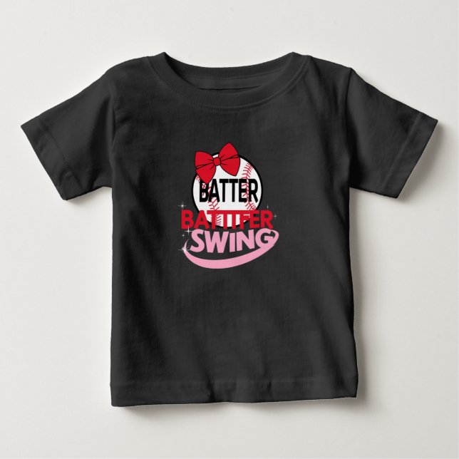 Camiseta De Bebé Diseño "Batter Batter Swing", con un tema de béisb (Anverso)