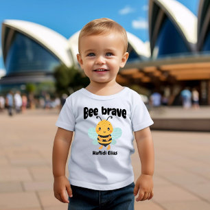 Camiseta De Bebé Diseño "Bee valiente" con nombre personal