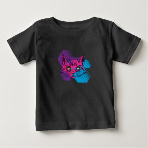 Camiseta De Bebé Diseño Colorido Elegante Cara de Gato