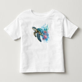 Camiseta De Bebé Diseño costero oceánico de tortuga marina acuarela