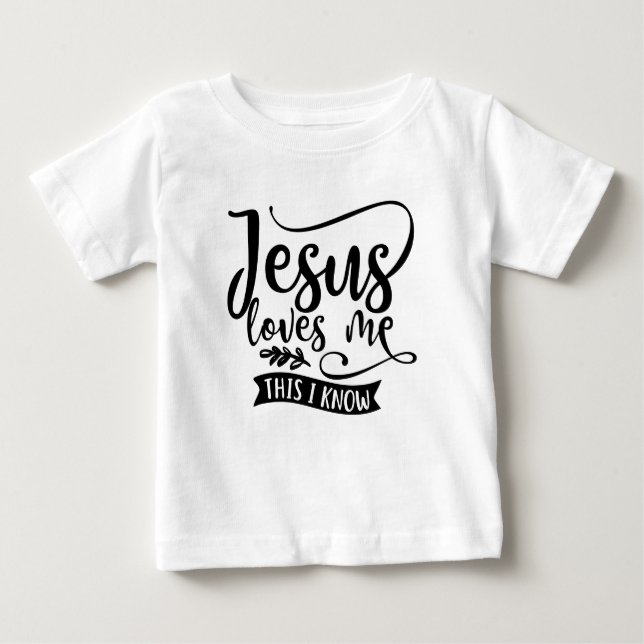 Camiseta De Bebé Diseño cristiano, Jesús me ama (Anverso)