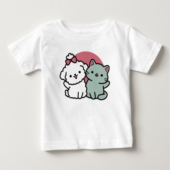 Camiseta De Bebé Diseño 'Cuatro amigos reales para siempre' de gato (Anverso)