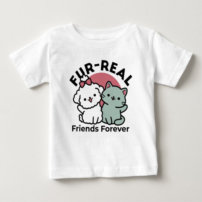Camiseta De Bebé Diseño 'Cuatro amigos reales para siempre' de gato (Anverso)