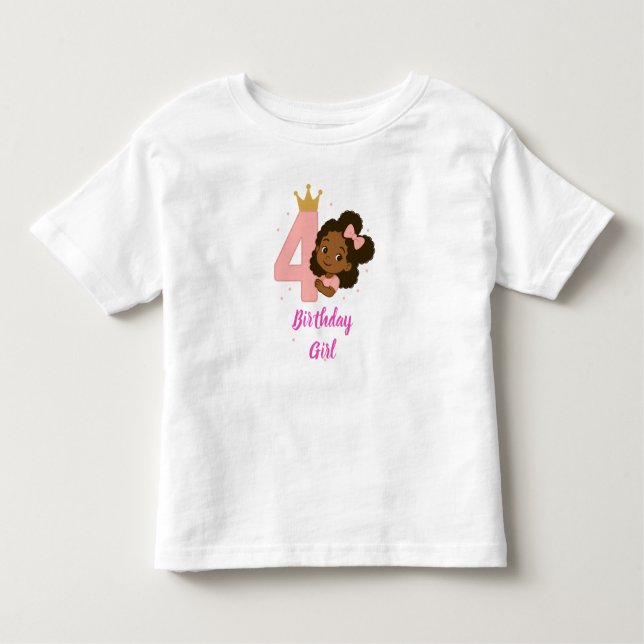 Camiseta De Bebé Diseño de 4º cumpleaños de la Princesa Rosa (Anverso)