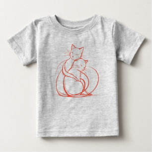 Camiseta De Bebé Diseño de abrazo de gato minimalista - Amor felino