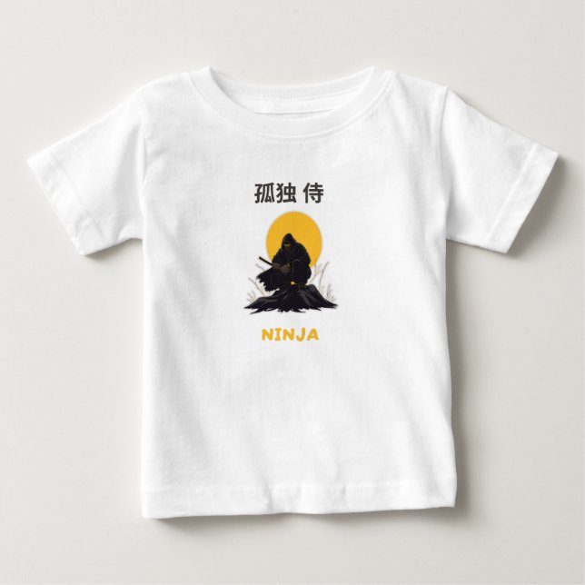 Camiseta De Bebé Diseño de arte de samurái ninja solitario (Anverso)