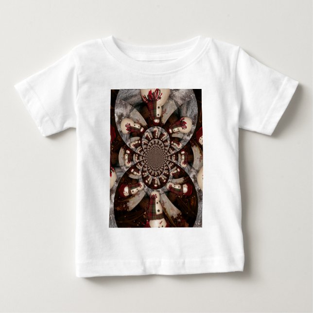 Camiseta De Bebé Diseño de arte del patrón Kaleidoscope de Snowman (Anverso)