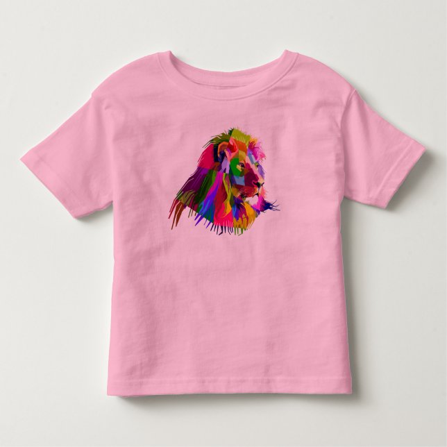 Camiseta De Bebé Diseño de arte pop prismático de cabeza de león-62 (Anverso)
