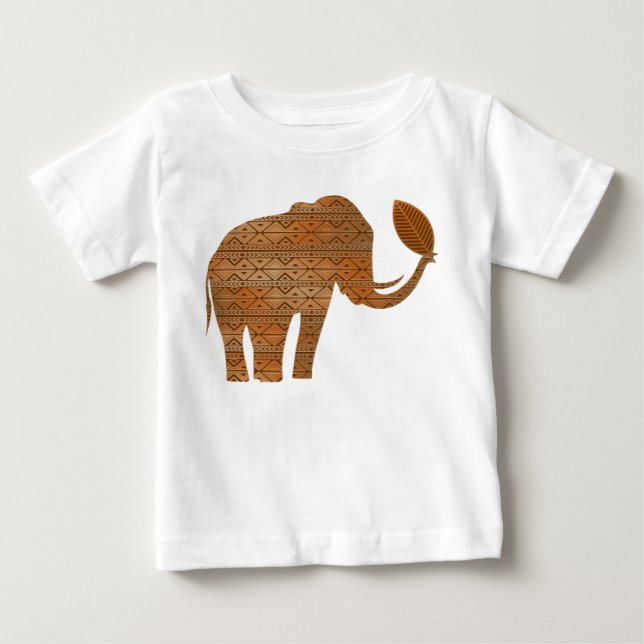 Camiseta De Bebé Diseño de arte tribal para elefantes (Anverso)