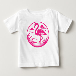 Camiseta De Bebé Diseño de círculo de verano de flamenco rosa-68730