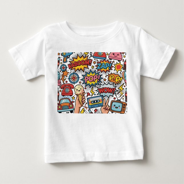 Camiseta De Bebé diseño de cómics retro (Anverso)