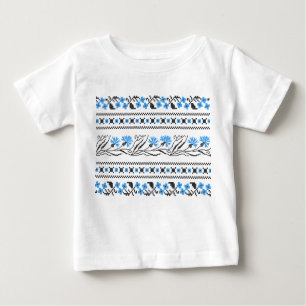 Camiseta De Bebé Diseño de costillas de flor azul