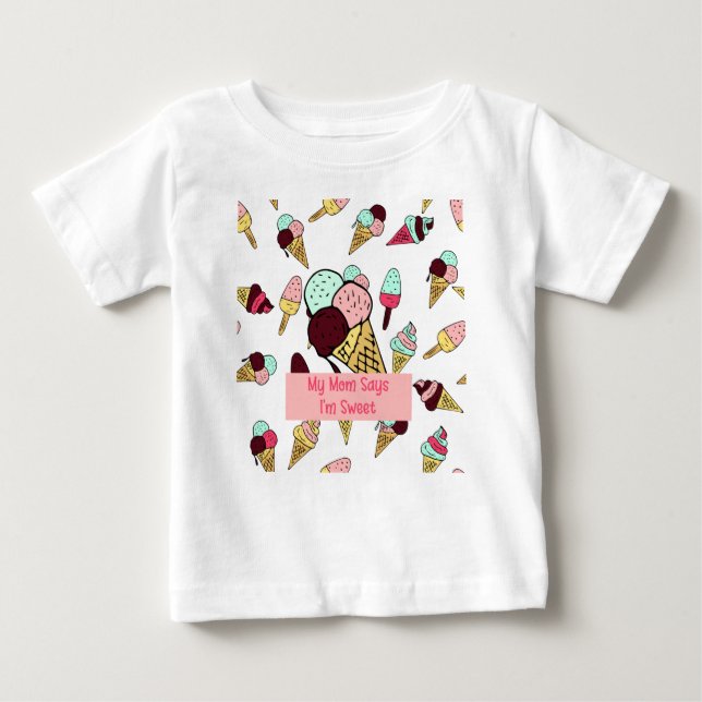 Camiseta De Bebé Diseño de crema de hielo para niña (Anverso)
